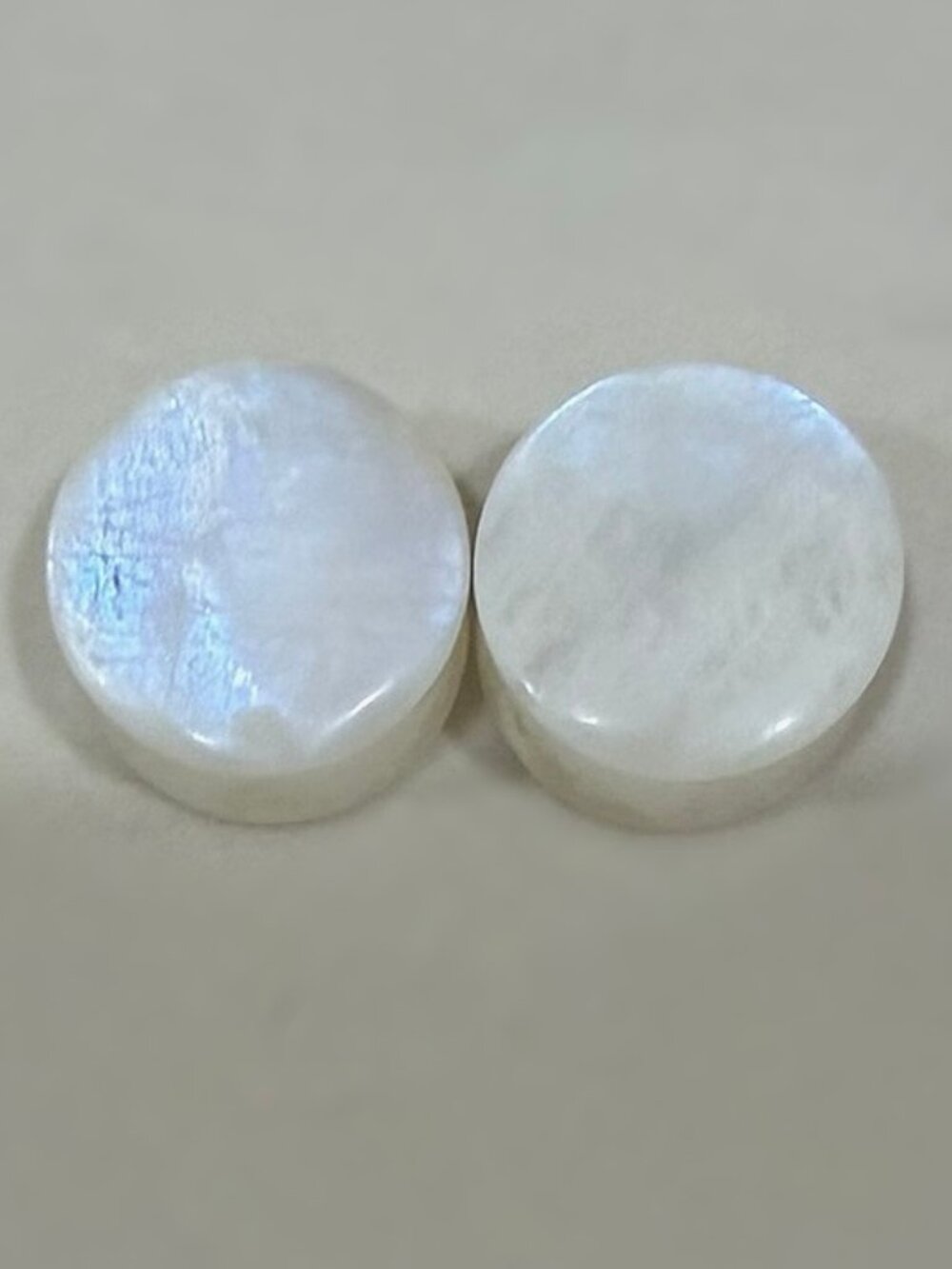 3/4" 19mm Moonstone Plugs with Blue Flash by Oracle Body Jewelry (Double Flare)
